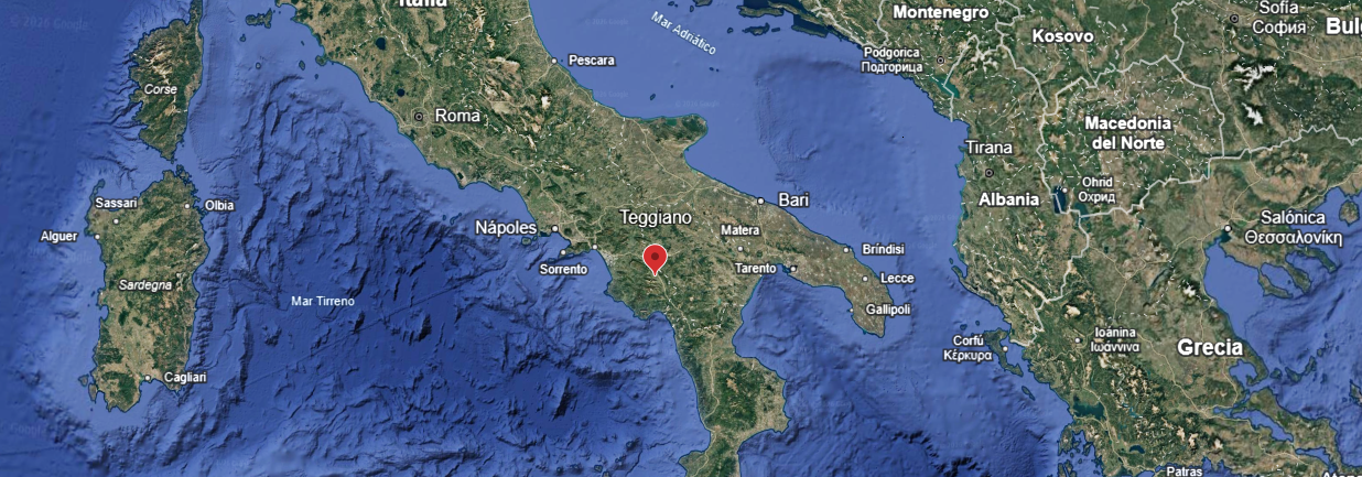 Mapa de Teggiano en relieve